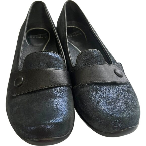 Dansko "Olena" Blue Glitter Leather Loafer Slip On Career EU 41 US 10.5-11 - Picture 2 of 13